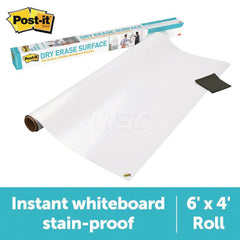 3M - Whiteboards & Magnetic Dry Erase Boards; Type: Dry Erase ; Height (Inch): 48 ; Width (Inch): 72 ; Material: Dry Erase Surface ; Included Accessories: Cleaning Cloth ; Color: White - Exact Industrial Supply