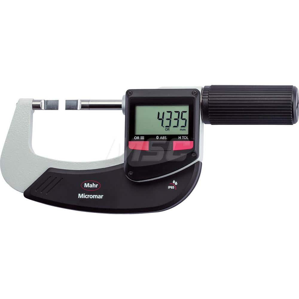 Mahr - Electronic Outside Micrometers; Type: Digital Outside Micrometer ; Minimum Measurement (Decimal Inch): 2 ; Minimum Measurement (mm): 50 ; Maximum Measurement (mm): 75 ; Thimble Type: Ratchet ; Calibrated: No - Exact Industrial Supply