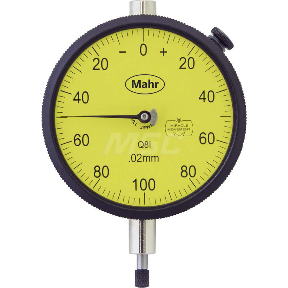 Mahr - Dial Drop Indicators; Maximum Measurement (Inch): 0.05 ; Maximum Measurement (mm): 1.25 ; Dial Graduation (mm): 0.0050 ; Dial Graduation (Decimal Inch): 0.000200 ; Dial Reading: 0-25-0 ; Dial Diameter (mm): 70.00 - Exact Industrial Supply