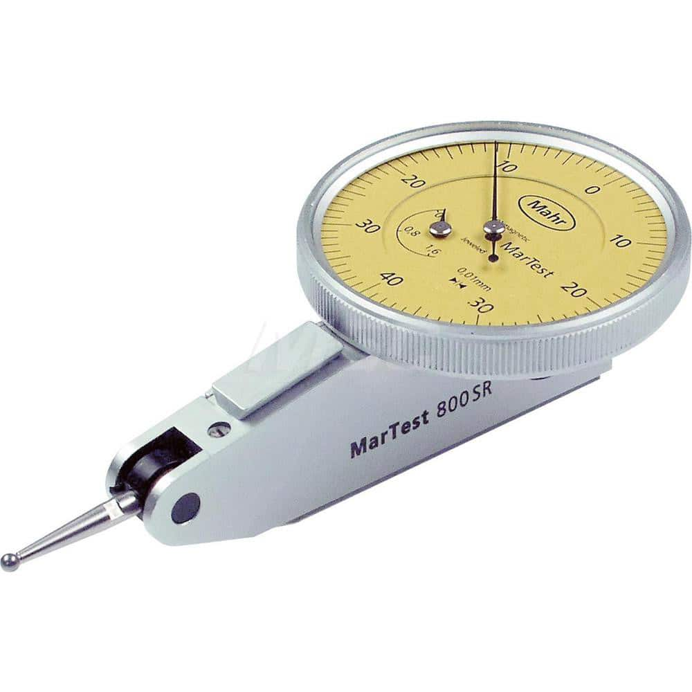 Mahr - Dial Test Indicators; Maximum Measurement (Decimal Inch): 0.0300 ; Maximum Measurement (mm): 0.80 ; Dial Graduation (Decimal Inch): 0.000400 ; Dial Graduation (mm): 0.0100 ; Dial Reading: 40-0-40 ; Dial Diameter (Inch): 1.5 - Exact Industrial Supply