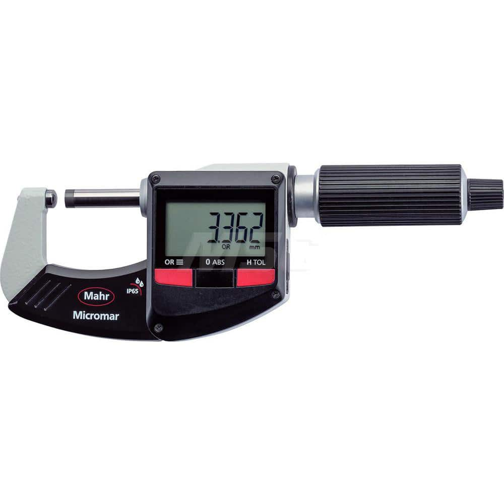 Mahr - Electronic Outside Micrometers; Type: Digital Outside Micrometer ; Minimum Measurement (Decimal Inch): 1 ; Minimum Measurement (mm): 25 ; Maximum Measurement (mm): 50 ; Thimble Type: Ratchet ; Calibrated: No - Exact Industrial Supply