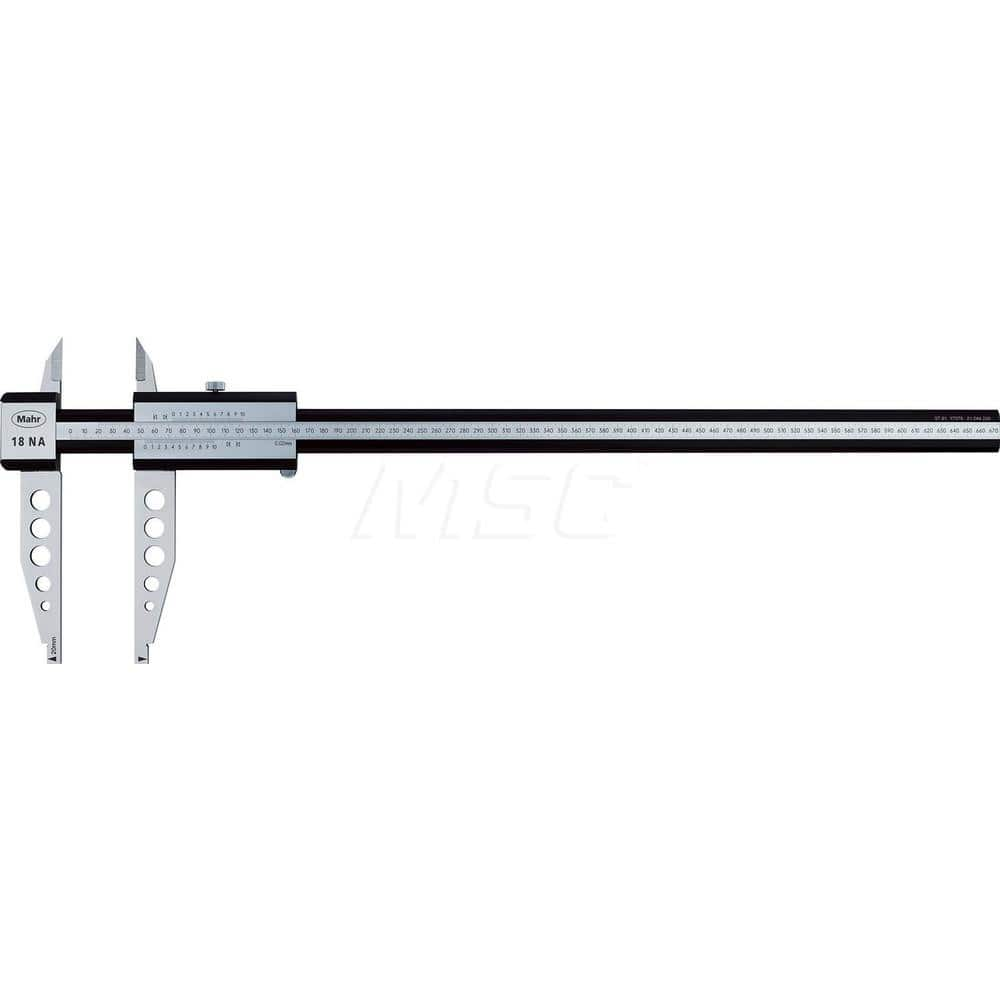 Mahr - Vernier Calipers; Minimum Measurement (mm): 0 ; Minimum Measurement (Decimal Inch): 0 ; Maximum Measurement (Decimal Inch): 31.4 ; Maximum Measurement (mm): 800.00 ; Graduation (mm): 0.02 ; Jaw Depth (mm): 150.00 - Exact Industrial Supply