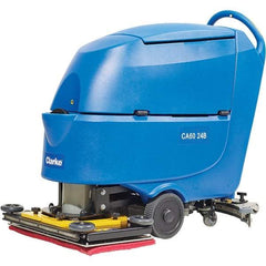 Clarke - 24" Cleaning Width, Battery Powered Walk Behind & Floor Scrubber - 1 hp, 2,250 RPM, 47" Water Lift, 16 Gal Tank Capacity, Series CA60 - Makers Industrial Supply