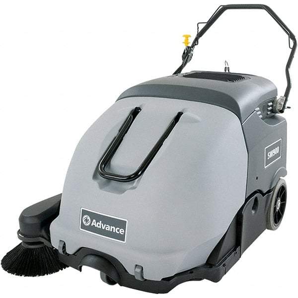 Advance - 41" Cleaning Width, Battery Powered Walk Behind & Sweeper - 0.9 hp, 420 RPM, Series SW900 - Makers Industrial Supply