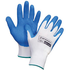 XX-Large Gloves-Tuff-Coat - 13 Cut White Nylon With Blue Latex Crinkle Palm And Fingertip Coating - Makers Industrial Supply