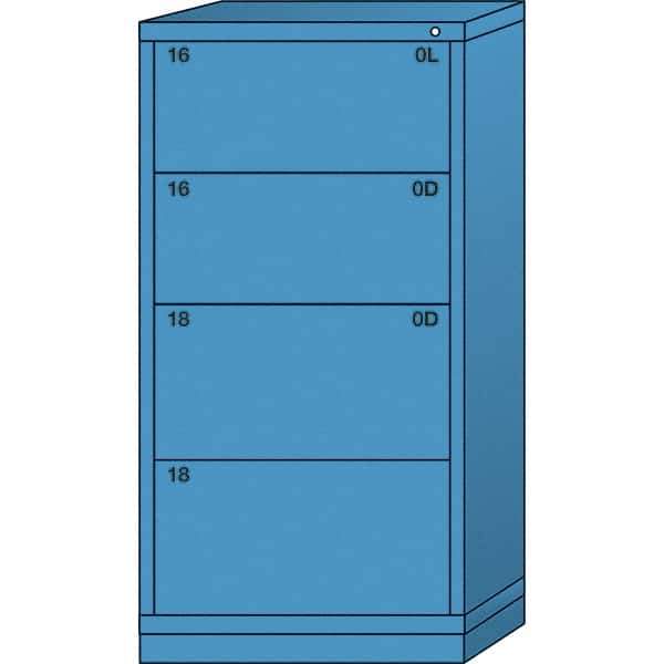 Lyon - 4 Drawer, Standard Eye-Level - Multiple Drawer Access Cabinet - Steel, 30" Wide x 28-1/4" Deep x 59-1/4" High, Wedgewood Blue - Makers Industrial Supply