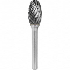 SGS Pro - 1/2" Cut Diam, 1/4" Shank Diam, Tungsten Carbide Steel Cut Oval Burr - Makers Industrial Supply