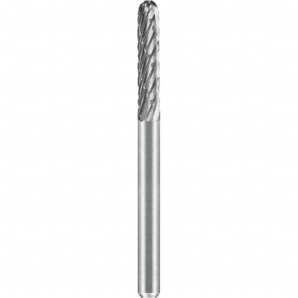 SGS Pro - 1/8" Cut Diam, 1/8" Shank Diam, Tungsten Carbide Double Cut Ball Nose Cylinder Burr - Makers Industrial Supply