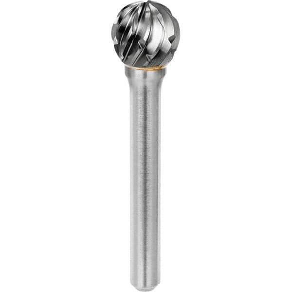 SGS Pro - 1/4" Cut Diam, 1/4" Shank Diam, Tungsten Carbide Steel Cut Ball Burr - Makers Industrial Supply