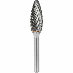 SGS Pro - 5/16" Cut Diam, 1/4" Shank Diam, Tungsten Carbide Steel Cut Flame Burr - Makers Industrial Supply