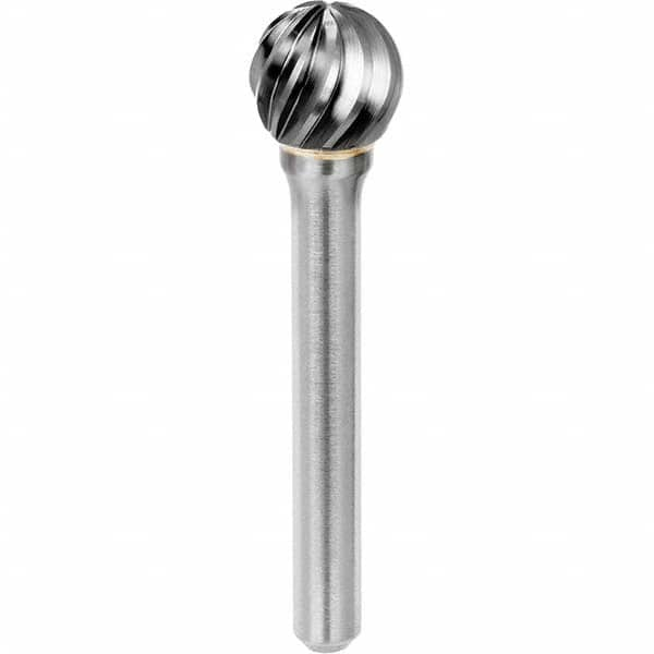 SGS Pro - 1/2" Cut Diam, 1/4" Shank Diam, Tungsten Carbide Inox Cut Ball Burr - Makers Industrial Supply