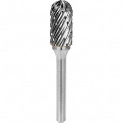 SGS Pro - 5/16" Cut Diam, 1/4" Shank Diam, Tungsten Carbide Steel Cut Ball Nose Cylinder Burr - Makers Industrial Supply