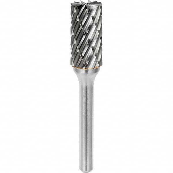 SGS Pro - 1/4" Cut Diam, 1/4" Shank Diam, Tungsten Carbide Steel Cut Cylinder Burr with End Cut - Makers Industrial Supply