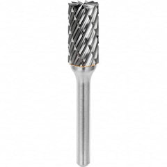 SGS Pro - 3/8" Cut Diam, 1/4" Shank Diam, Tungsten Carbide Steel Cut Cylinder Burr with End Cut - Makers Industrial Supply