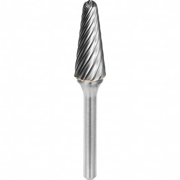 SGS Pro - 3/8" Cut Diam, 1/4" Shank Diam, Tungsten Carbide Inox Cut Ball Nose Cone Burr - Makers Industrial Supply