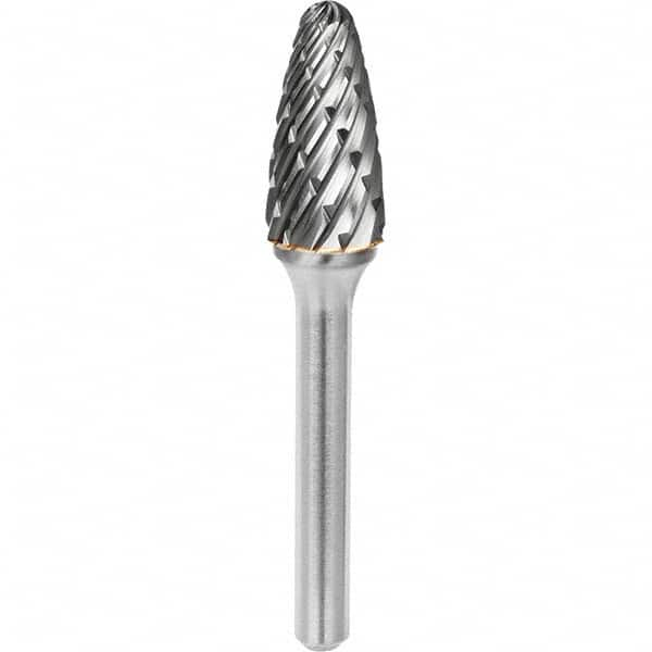 SGS Pro - 3/8" Cut Diam, 1/4" Shank Diam, Tungsten Carbide Steel Cut Ball Nose Tree Burr - Makers Industrial Supply