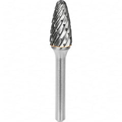 SGS Pro - 1/4" Cut Diam, 1/4" Shank Diam, Tungsten Carbide Steel Cut Ball Nose Tree Burr - Makers Industrial Supply