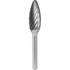 SGS Pro - 1/2" Cut Diam, 1/4" Shank Diam, Tungsten Carbide Inox Cut Flame Burr - Makers Industrial Supply