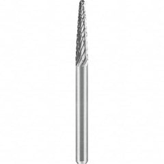 SGS Pro - 1/8" Cut Diam, 1/8" Shank Diam, Tungsten Carbide Double Cut Ball Nose Cone Burr - Makers Industrial Supply