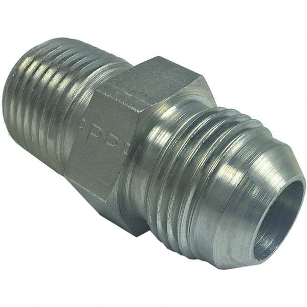 Steel Flared Tube Male Bulkhead Connector: 1/4″ Tube OD, 1/8-27 Thread, 37 ° Flared Angle Flare x NPTF Ends