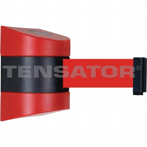 Tensator - 5-1/2" High x 3-1/4" Long x 3-1/4" Wide Magnetic Wall Mount Barrier - Metal, Red Powdercoat Finish, Red/Black, Use with Wall Mount - Makers Industrial Supply