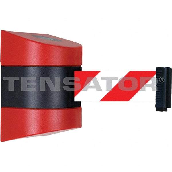 Tensator - 7-1/4" High x 4-3/4" Long x 4-3/4" Wide Magnetic Wall Mount Barrier - Metal, Red Powdercoat Finish, Red/Black, Use with Wall Mount - Makers Industrial Supply