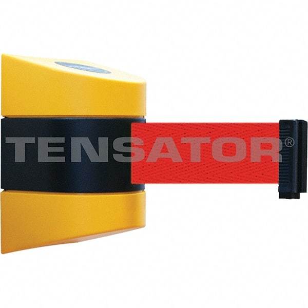 Tensator - 5-1/2" High x 3-1/4" Long x 3-1/4" Wide Magnetic Wall Mount Barrier - Metal, Yellow Powdercoat Finish, Black/Yellow, Use with Wall Mount - Makers Industrial Supply