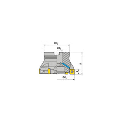 Indexable Square-Shoulder Face Mill:  A491.125.R.08-12,  40.0000″ Arbor Hole Dia, Uses  8,  SNHU 1204 Inserts,  Through Coolant,  Series  A491-12