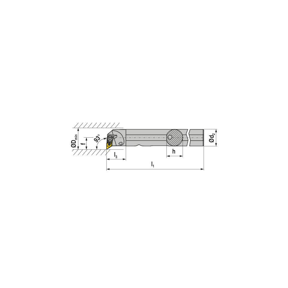 Indexable Boring Bar:  A32S DDUNR 11,  40.00 mm Min Bore,  32.00 mm Shank Dia,  93.00&deg N/A Steel 250.0000″ OAL,  Clamp,