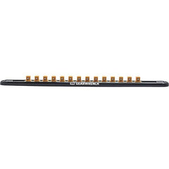 Socket Holders & Trays; Type: Clip Rail; Holds Number of Pieces: 14; Number Of Sockets Held: 14; Overall Length: 15.5 in; Overall Width: 1.125 in; Overall Height: 1.75 in; Color: Black; Width (Inch): 1.125 in; Height (Inch): 1.75 in; Color: Black; Tool Ty