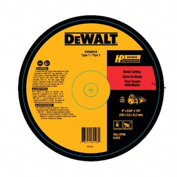 DeWALT - 9 x 5/64, 7/8" Hole Aluminum Oxide Cutoff Wheel - Makers Industrial Supply