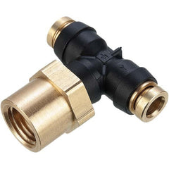 Parker - Plastic Push-To-Connect Tube Fittings Type: Female Branch Tee Swivel Tube Outside Diameter (Inch): 1/4 x 1/4 - Makers Industrial Supply