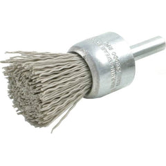 Brush Research Mfg. - 320 Grit, 3/4" Brush Diam, Crimped, End Brush - Medium Grade, 1/4" Diam Steel Shank, 20,000 Max RPM - Makers Industrial Supply