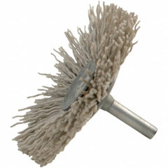 Brush Research Mfg. - 120 Grit, 1-1/2" Brush Diam, Crimped, Flared End Brush - Medium Grade, 1/4" Diam Steel Shank, 2,500 Max RPM - Makers Industrial Supply