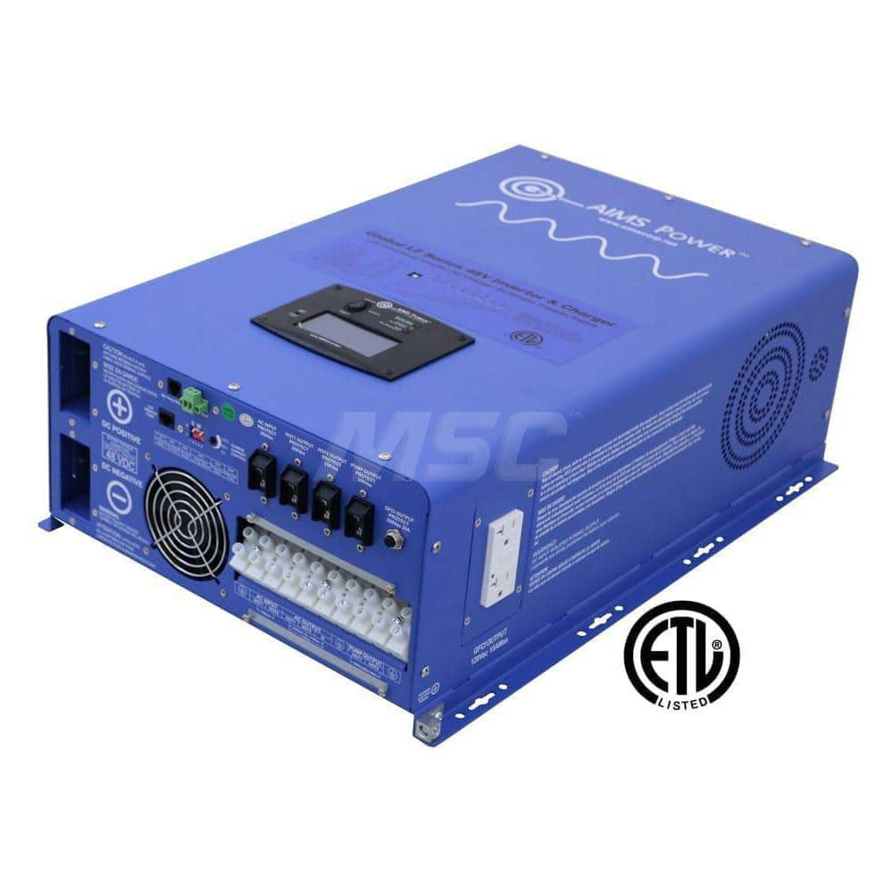 Power Inverters; Input Voltage: 240.00; Output Voltage: 240; Continuous Output Power: 12000; Peak Output Power: 36000; Maximum Input Current Rating: 64; Output Amperage: 100; Mounting Type: Surface Mount; Input Voltage: 240.00; Output Voltage: 240; Mount