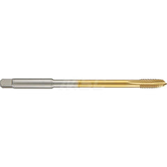 Spiral Point Tap: M6 X 1, Metric, 3 Flutes, 3 to 5, 6H, HSS-E, TiN Finish 6″ OAL, Right Hand, Series 4569