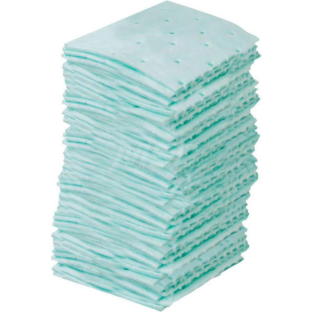 Sorbent Pad: Chemical Use, 4' Wide, 4' Long, 8.5  gal, Green Polypropylene