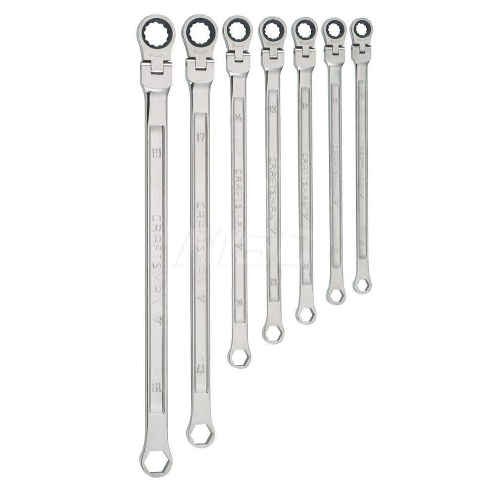 Wrench Set: 7 Pc, Metric Polished Chrome Finish