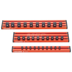 Socket Holders & Trays; Type: Socket Rails; Drive Size: 3/8; Holds Number of Pieces: 10; Color: Orange; Depth (Inch): 10