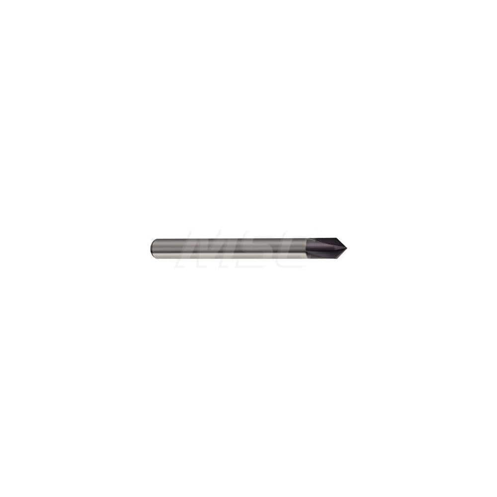 Chamfer Mill: 6 mm Dia, 4 Flutes, Solid Carbide, Corner Chamfer End 57 mm OAL, 6 mm Shank Dia, Nano-Si Coated