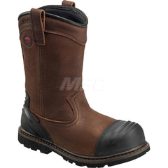 Work Boot: Size 7, 10″ High, Leather, Composite Toe Wide Width, Non-Slip Sole