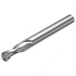 R216.42-02030-AK60A H10F 2mm 2 FL Solid Carbide Ball Nose End Mill w/Cylindrical Shank - Makers Industrial Supply