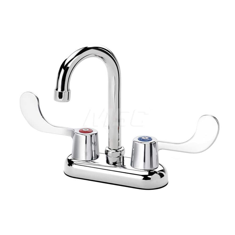 Industrial & Laundry Faucets; Type: Base Mount Faucet; Style: Base Mounted; Design: Base Mounted; Handle Type: Lever; Spout Type: Gooseneck; Mounting Centers: 4; Spout Size: 3-1/2; Finish/Coating: Chrome Plated; Type: Base Mount Faucet; Minimum Order Quan