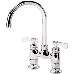 Industrial & Laundry Faucets; Type: Base Mount Faucet; Style: Base Mounted; Design: Base Mounted; Handle Type: Lever; Spout Type: Gooseneck; Mounting Centers: 4; Spout Size: 6; Finish/Coating: Chrome Plated Brass; Type: Base Mount Faucet; Minimum Order Qu