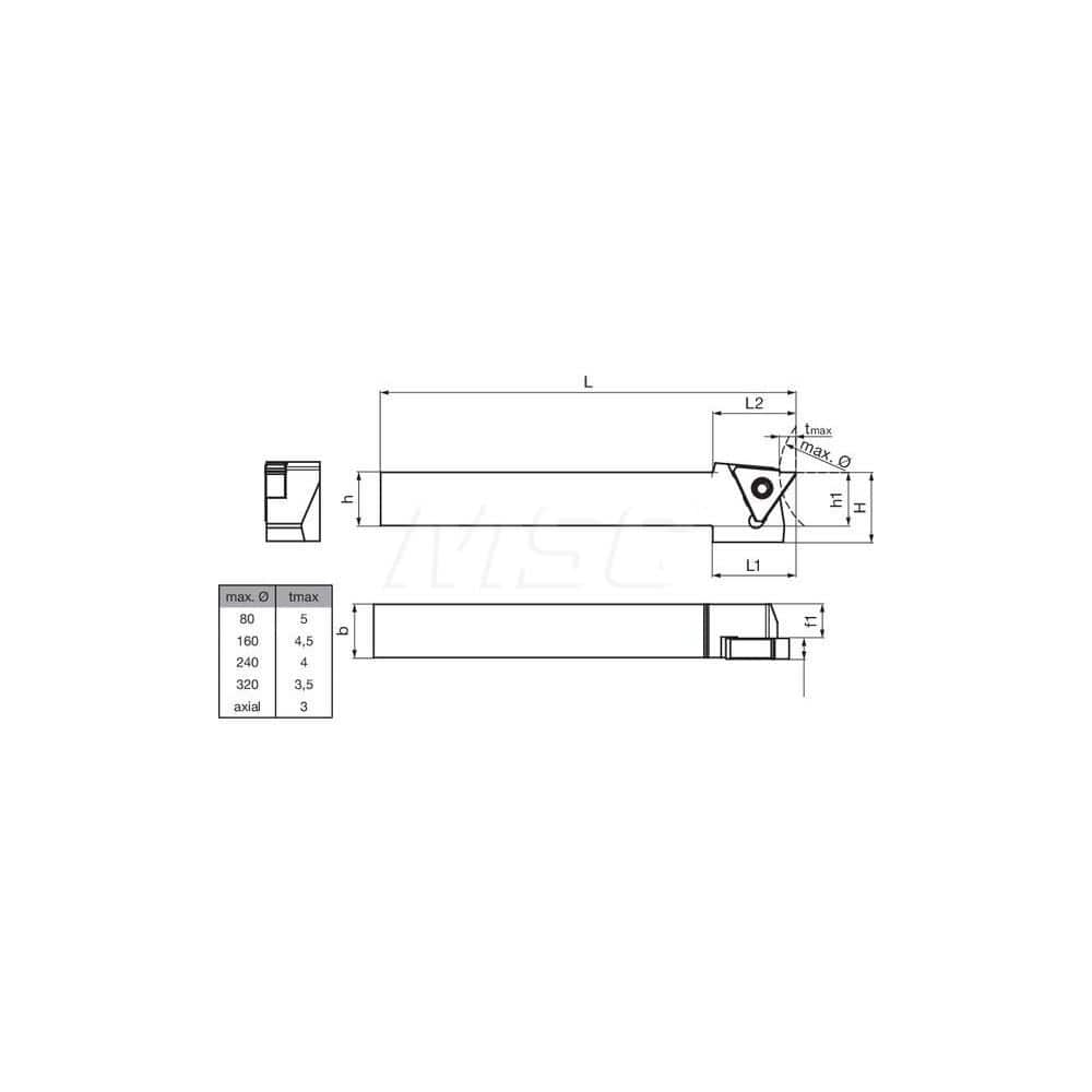 Guhring GH305.0500.500.00.08.L External Left Hand NonFace Grooving Radial Grooving Non-Coolant Holder 1/2″ Square Shank