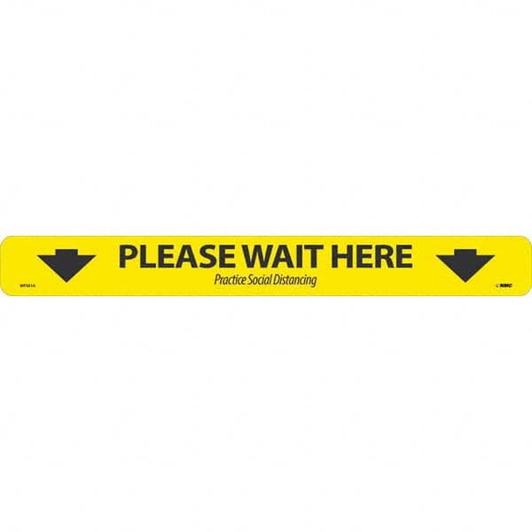 NMC - "Please Wait Here" Adhesive-Backed Floor Sign - Makers Industrial Supply