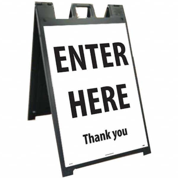 NMC - "ENTER HERE", 25" Wide x 45" High, Plastic Safety Sign - Makers Industrial Supply