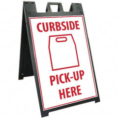 NMC - "Curbside Pick-Up Here", 25" Wide x 45" High, Plastic Safety Sign - Makers Industrial Supply