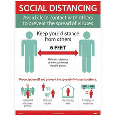 NMC - "COVID 19 - Social Distancing - Avoid Close Contact with Others to Prevent the Spread of Viruses", 18" Wide x 24" High, Paper Safety Sign - Makers Industrial Supply