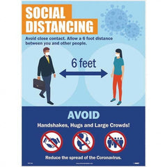 NMC - "COVID 19 - Social Distancing", 18" Wide x 24" High, Paper Safety Sign - Makers Industrial Supply